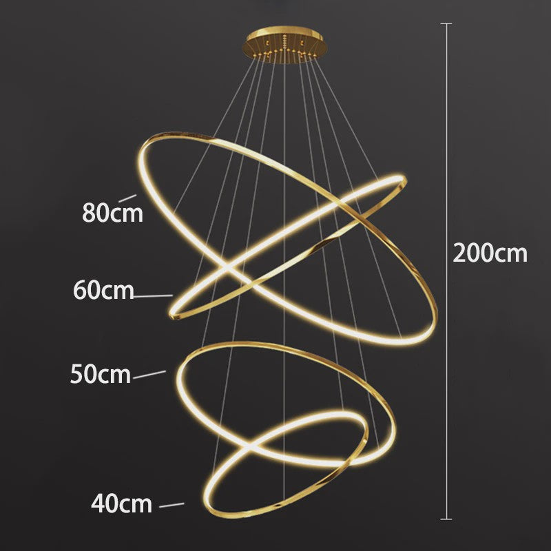 Luxe LED Trappenhuis Hanglamp - Moderne Ring Kroonluchter voor Woonkamer & Eetkamer