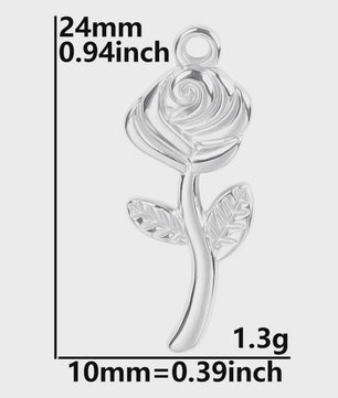 Set van 5 Zilverkleurige Stainless Steel Bedels: Ster, Maan, Zon, Vlinder, Roos & Ojo Turco