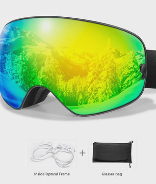 Ski Bril Heren Dames Tieners - UV400 Anti-Condens, Inclusief Optisch Frame & Tas