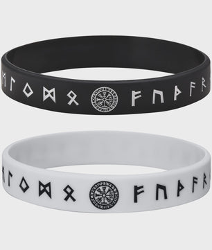 Mprainbow Heren Viking Rune Armband - Wolf Design, Zwart/Wit Siliconen Polsband