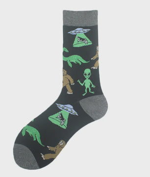 Unisex Happy Socks met Vrolijke Ontwerpen: Dinosaurus, Alien, Haai & Meer