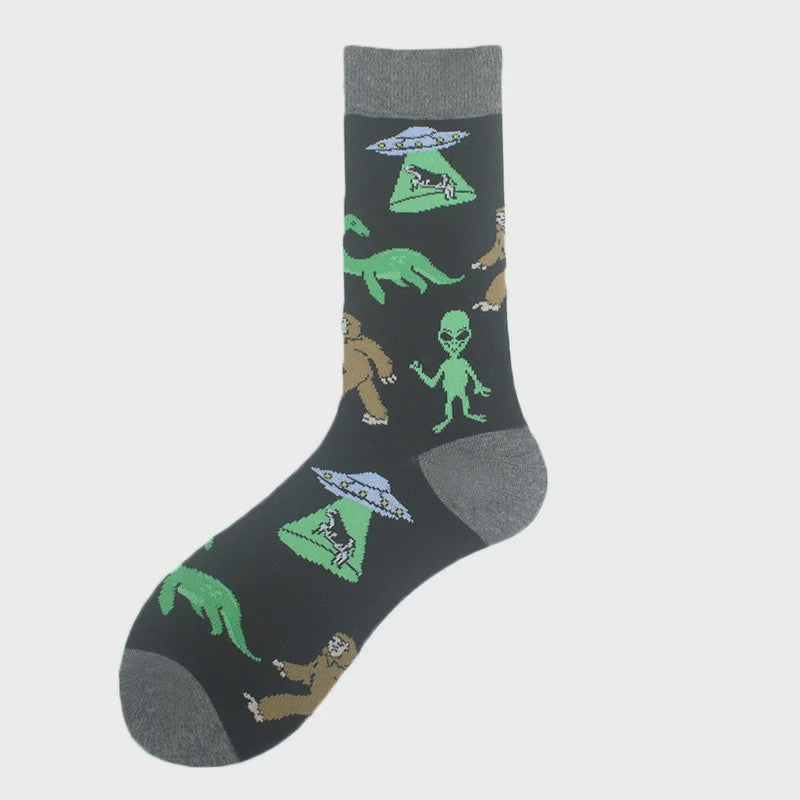 Unisex Happy Socks met Vrolijke Ontwerpen: Dinosaurus, Alien, Haai & Meer