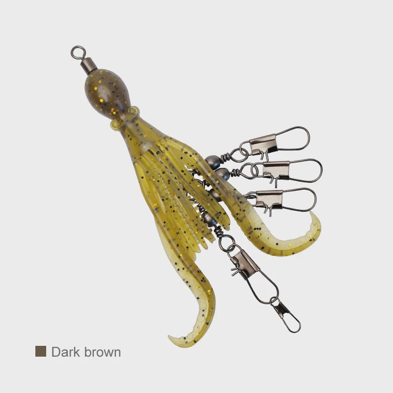 Set van 2 Siliconen Octopus Vishaas Connectoren met Swivels en Haken