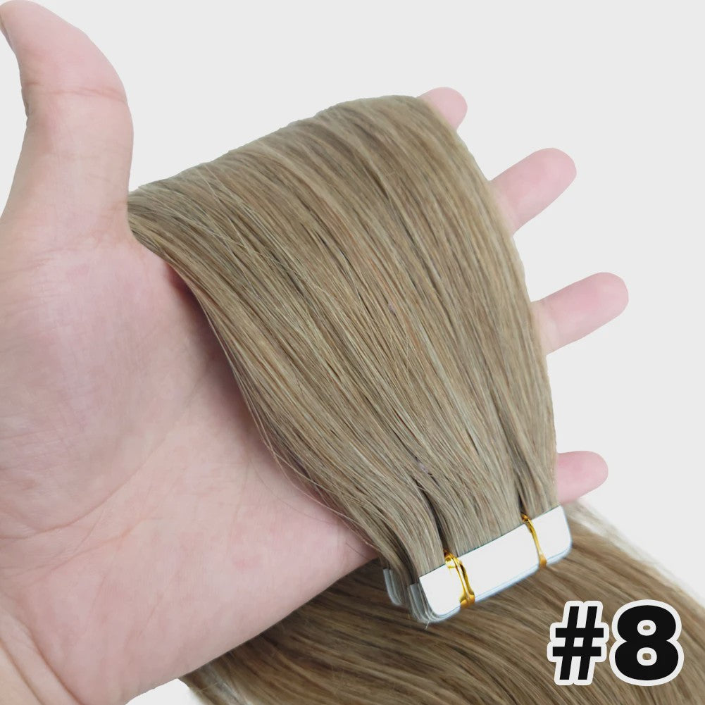 Tape-in Haarverlengingen 100% Echt Menselijk Haar - Kleur #2 - Naadloos & Zacht