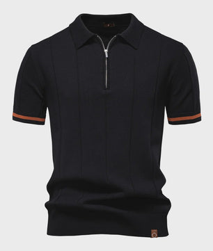 Heren Gebreide Polo met Rits - Slim Fit Sport & Casual