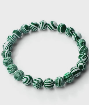 8mm Natuurlijke Malachiet Edelsteen Armband - Handgemaakt, Elastisch