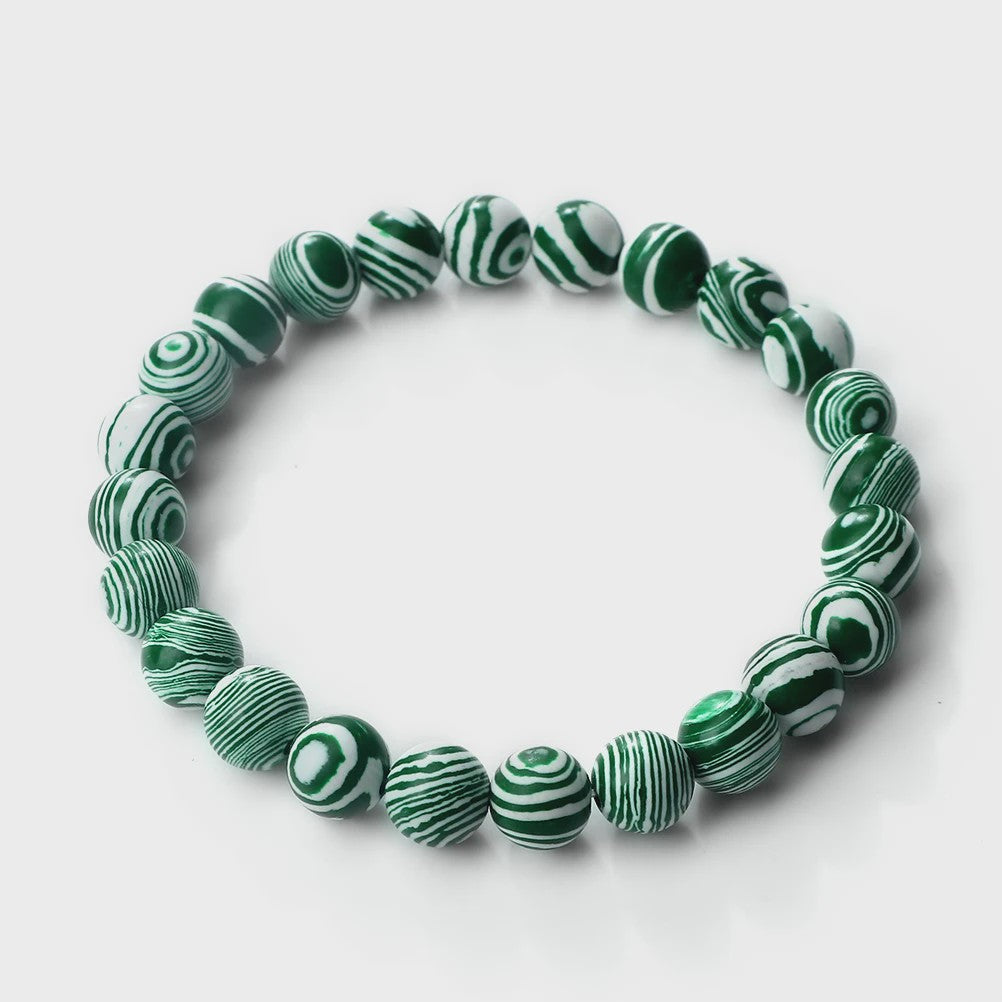 8mm Natuurlijke Malachiet Edelsteen Armband - Handgemaakt, Elastisch