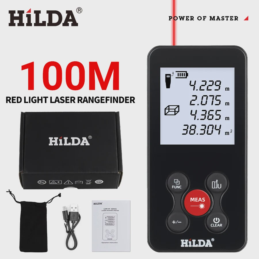 HILDA Laser Afstandsmeter 120M - Hoekmeting, Dubbele Laser & Oplaadbaar
