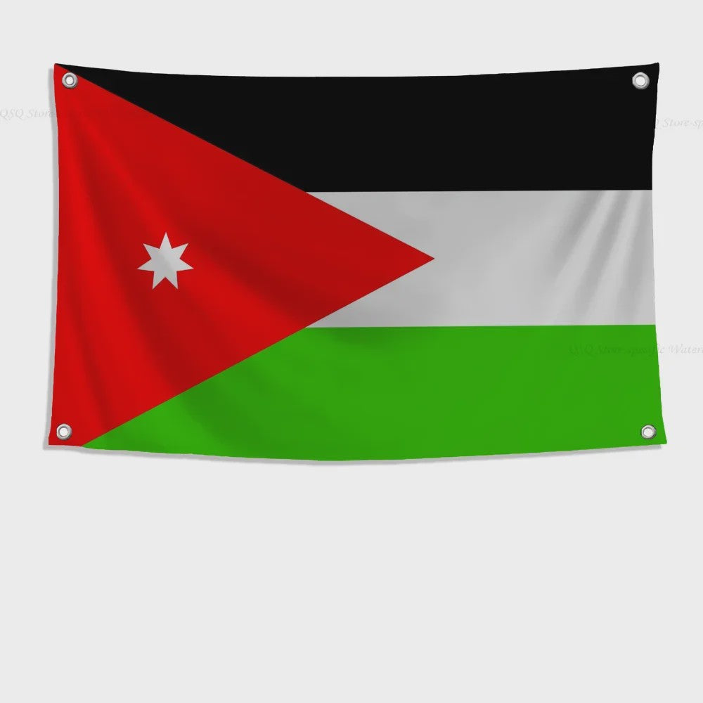 Jordanese Vlag Banner - Polyester - 4 Oogjes - Buiten & Binnen Decoratie