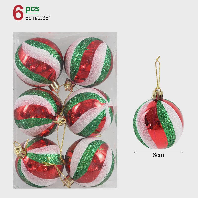 Set van 6 Kerstballen - 6cm Diameter - Decoratieve Kerstboom Hangers