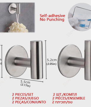 Set Badkamer Accessoires: Handdoekrek, Toiletrolhouder, Haak & Ring - Zwart