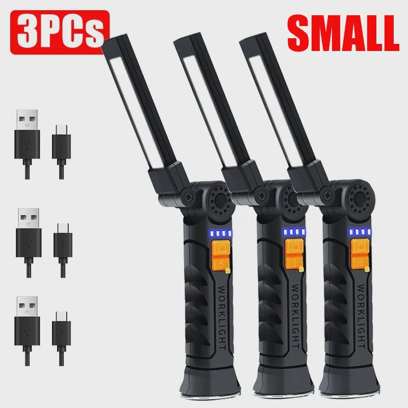 Oplaadbare COB LED Werklamp met Magneet & Haak - USB Camping Zaklamp