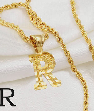 Gouden Initiaal Ketting met Touwketting - Kies Uw Letter (A-Z)