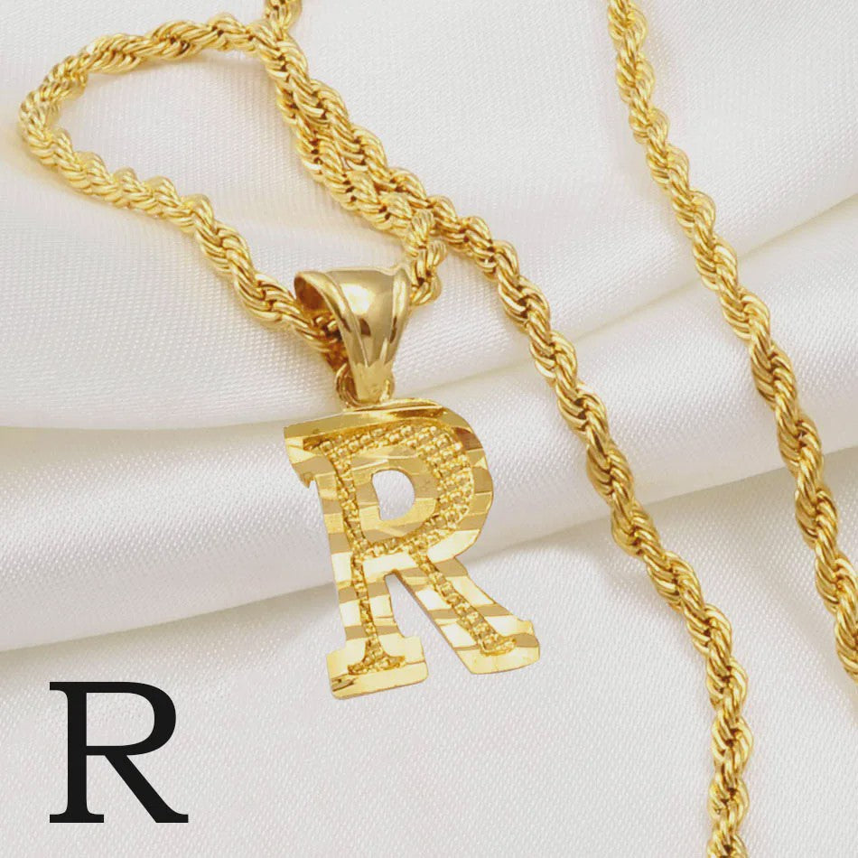 Gouden Initiaal Ketting met Touwketting - Kies Uw Letter (A-Z)