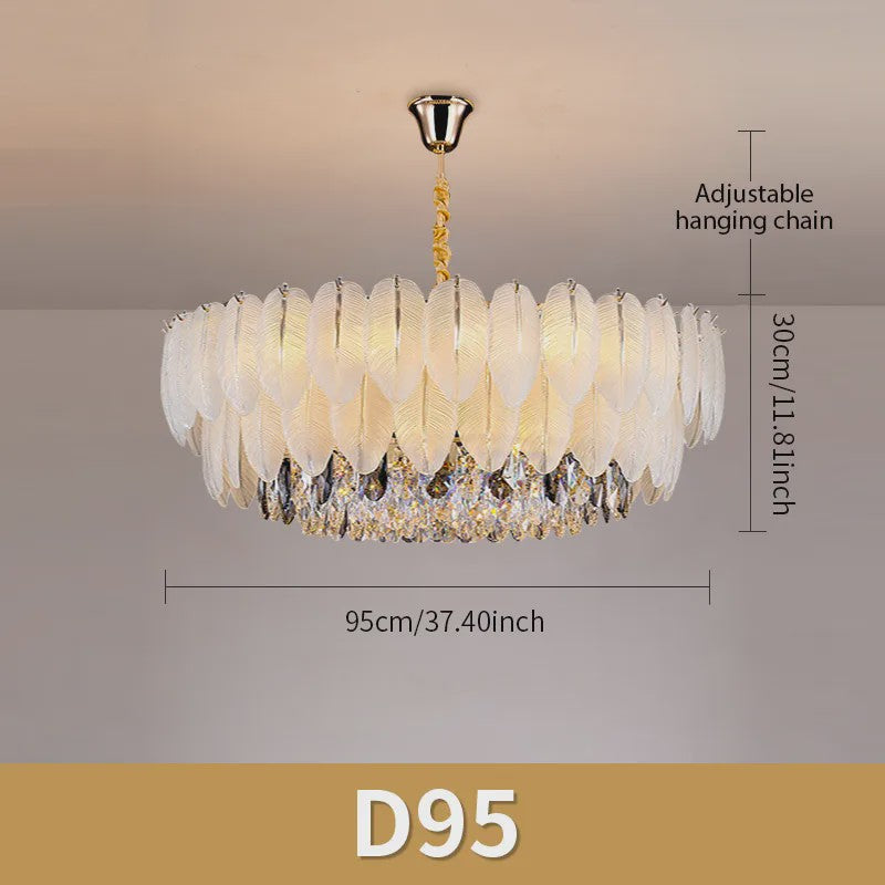 Luxe Plume Kristal Hanglamp - Dimbare LED Verlichting voor Woonkamer, Slaapkamer & Eetkamer