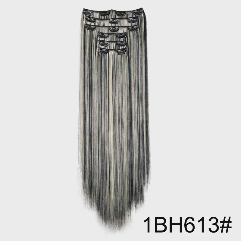 Synthetische Haarverlenging Set: 6 Delen Clip-in Extensions 60cm Lang & Steil