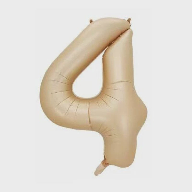 Grote Folie Ballonnen Cijfers 0-9 Cream Caramel & Wit (32/40 inch) - Feestdecoratie