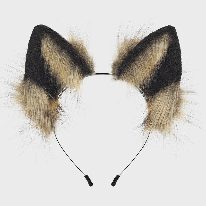 Handgemaakte Wolfsoren Haarband - Verstelbaar & Zacht voor Cosplay, Halloween & Feesten