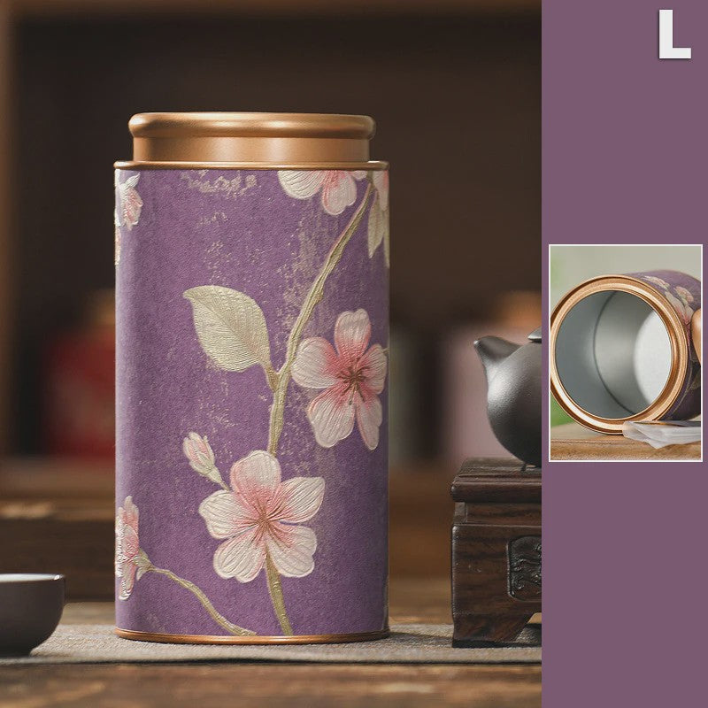 Decoratieve Theeblik met Bloemenprint - Afsluitbare Opbergbus voor Thee