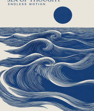 Abstracte Blauwe Golven Canvas Poster - Japandi Zen Stijl Wanddecoratie