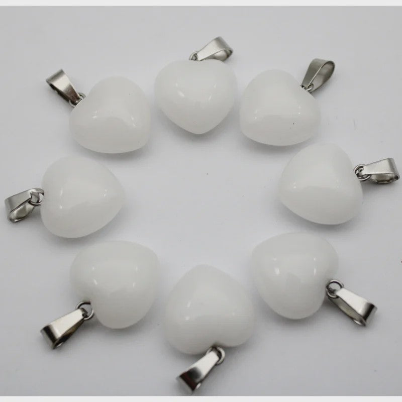 30x Natuursteen Hart Hangers (Amethist/Kwarts/Agaat) - DIY Sieraden Maken
