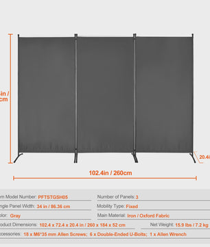 Modulair Kamerscherm 3/4/6 Panelen - Flexibele Afscheiding voor Kantoor, Slaapkamer, Hotel