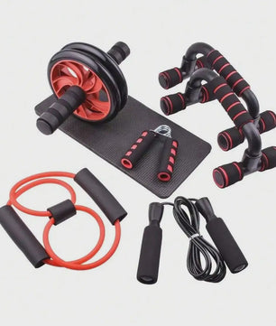 7-delige Home Workout Set: Springtouw, Handknijper, Push-up Bars & Buikroller