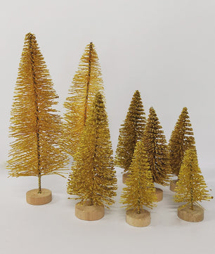 Set van 5 of 8 Mini Kerstboompjes - Tafeldecoratie met Houten Voet