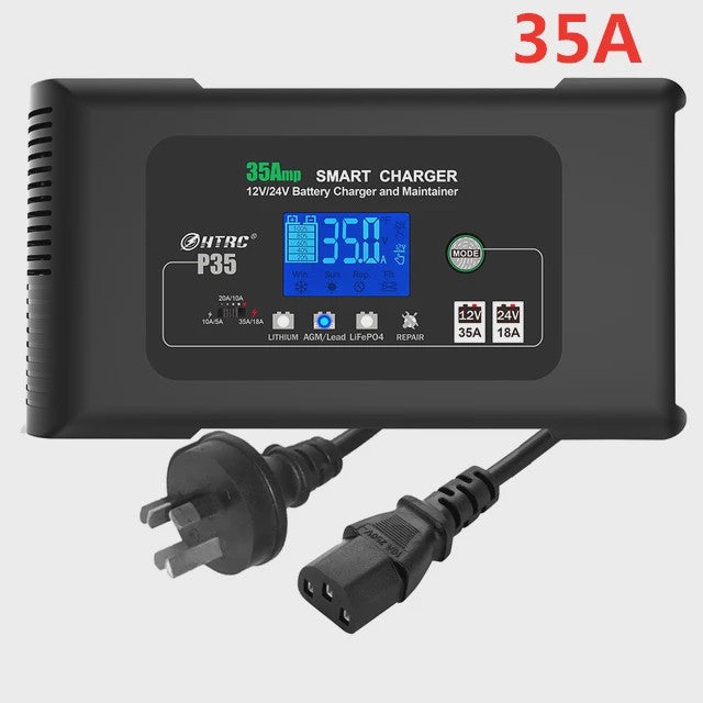 HTRC Slimme Acculader 12V/24V - Automatisch Laden & Reparatie voor Auto, Motor, LiFePO4, AGM