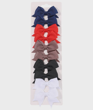 Set van 10 Handgemaakte Strikjes Haarclips voor Baby Meisjes - Lint Strikjes Haaraccessoires
