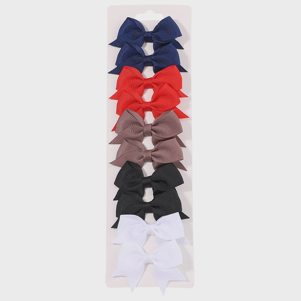 Set van 10 Handgemaakte Strikjes Haarclips voor Baby Meisjes - Lint Strikjes Haaraccessoires