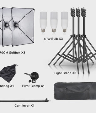 Professionele Softbox Verlichtingskit 50x70cm - Continu Licht voor Studio Fotografie