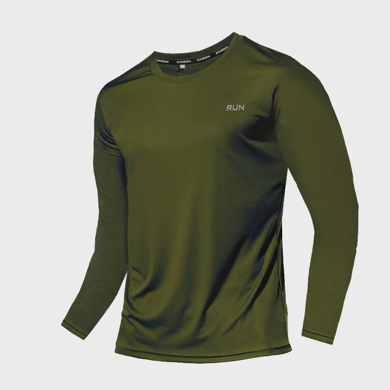 Heren Zomer T-shirt Lange Mouw - Ice Silk, Sneldrogend & Ademend voor Sport & Outdoor