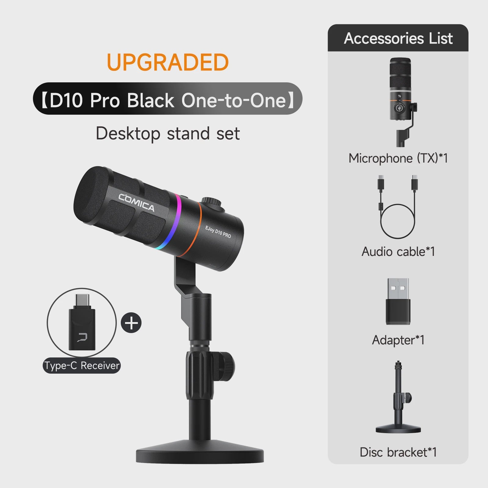 COMICA D10/D10 PRO Dynamische Microfoon: RGB, USB/XLR, Draadloos/Bedraad voor Streaming & Gaming