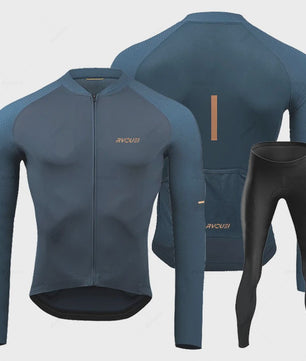 Heren Fietsset Lange Mouw Jersey met Bib Pants - Ademend en Comfortabel