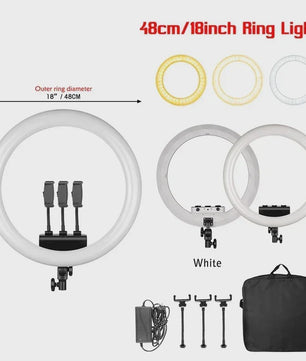 18 Inch Ring Light LED Lamp met Verstelbaar Statief & Telefoonhouder voor YouTube, Foto & Studio