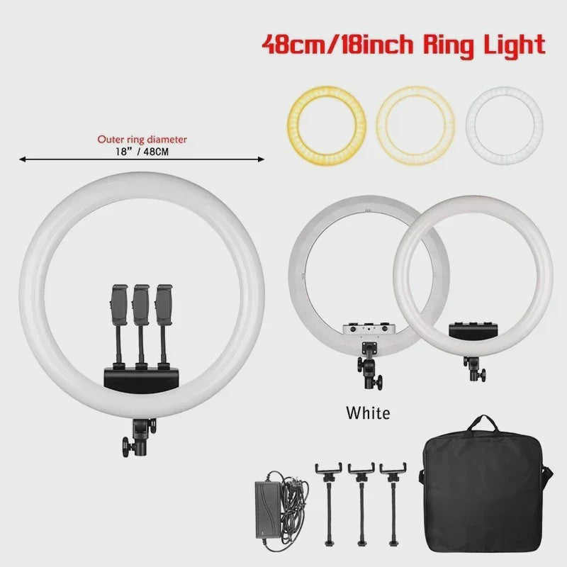 18 Inch Ring Light LED Lamp met Verstelbaar Statief & Telefoonhouder voor YouTube, Foto & Studio