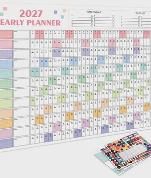 2027 Jaarplanner Kalender - Creatieve Wandkalender & Planner met Stickers