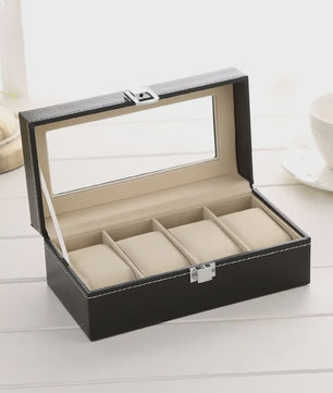 Luxe PU Leder Horlogedoos met Glazen Deksel - Diverse Vakverdelingen (2-12 Girds)