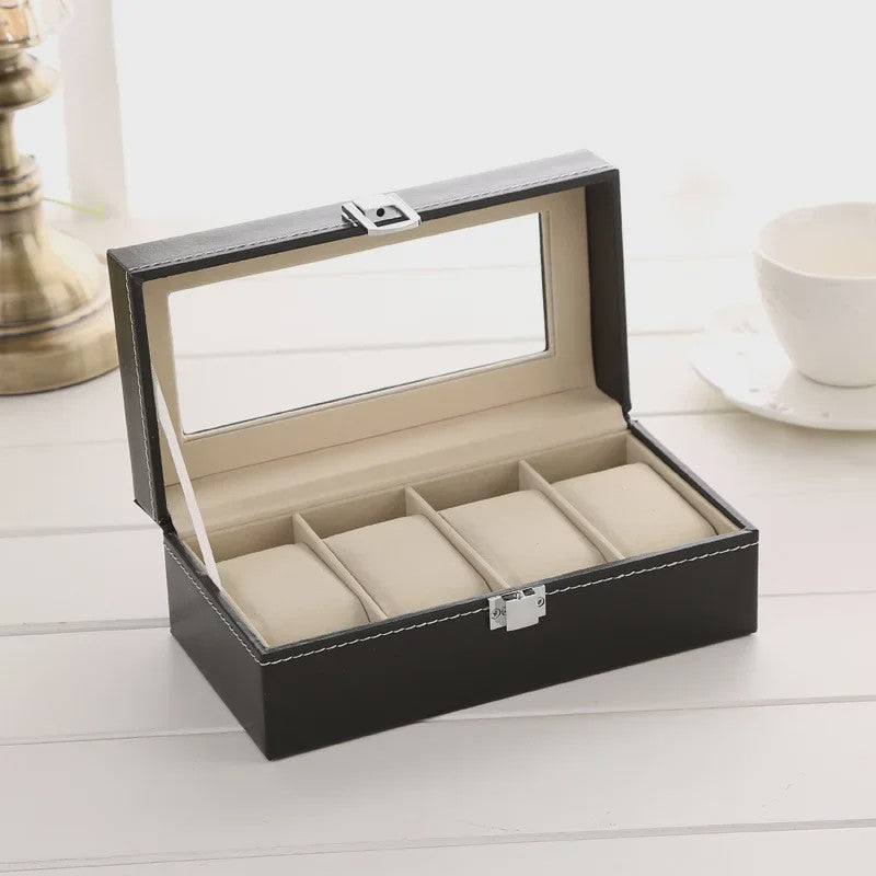 Luxe PU Leder Horlogedoos met Glazen Deksel - Diverse Vakverdelingen (2-12 Girds)