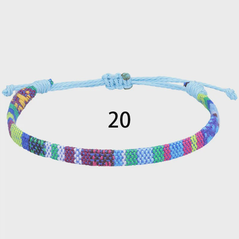 Handgemaakte Boho Anklet Armband - Geweven Stof, Verstelbaar, Beach & Ethnic Stijl
