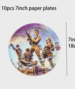 Fortnite Feestdecoratie Set: Beker, Bordjes, Tafelkleed & Meer voor Verjaardagen