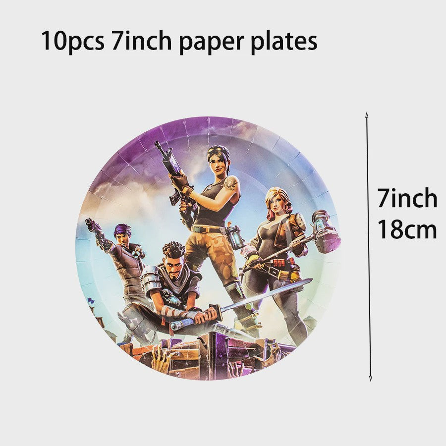 Fortnite Feestdecoratie Set: Beker, Bordjes, Tafelkleed & Meer voor Verjaardagen