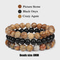Set van 3 Natuursteen Armbanden: Rozenkwarts, Obsidiaan & Tijgeroog