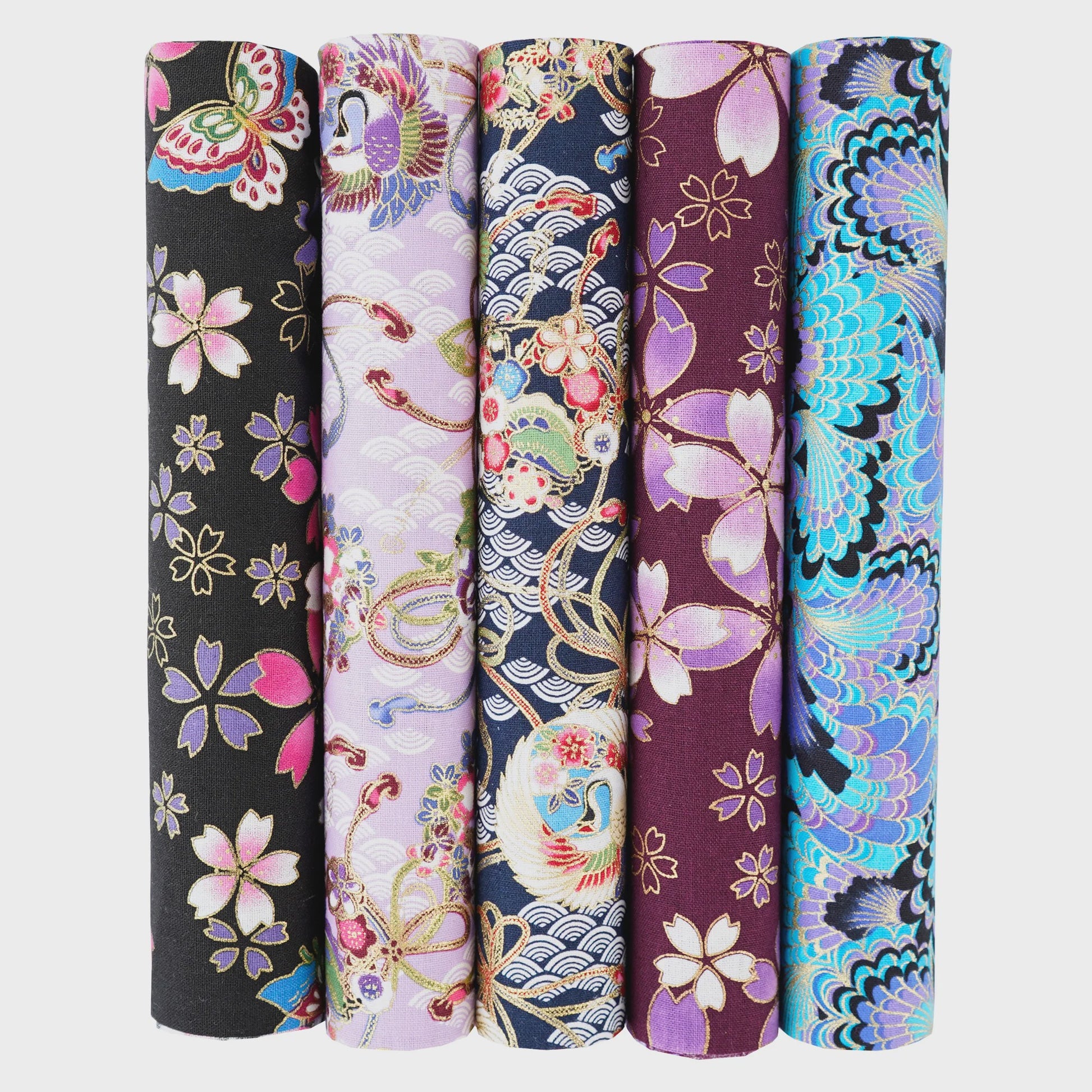 5x Japanse Katoen Stofjes Bundel - 25x25cm of 50x50cm - Patchwork & Quilt
