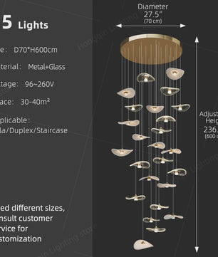 Luxe Glazen Trappenhuis Hanglamp - Moderne Lange Plafondlamp met Meerdere Pendels