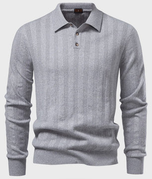 Herentrui Polo Longsleeve Gebreid Faux Cashmere - Casual & Zakelijk
