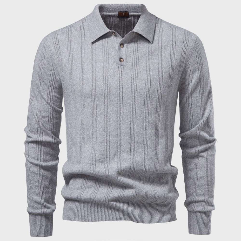 Herentrui Polo Longsleeve Gebreid Faux Cashmere - Casual & Zakelijk