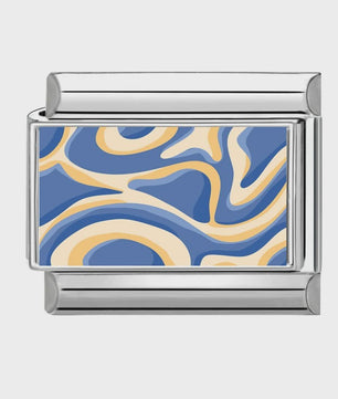 Modulaire RVS Bedel Links - Italiaanse Charm Collectie - Blue Series