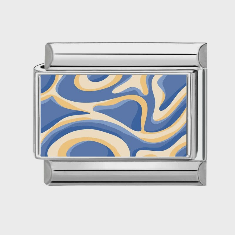 Modulaire RVS Bedel Links - Italiaanse Charm Collectie - Blue Series